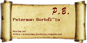 Peterman Borbála névjegykártya
